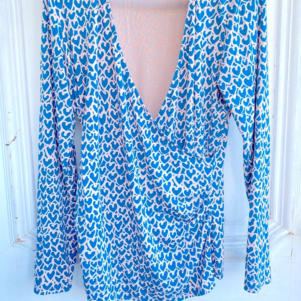 Boden Jersey Faux Wrap Top - Hearts